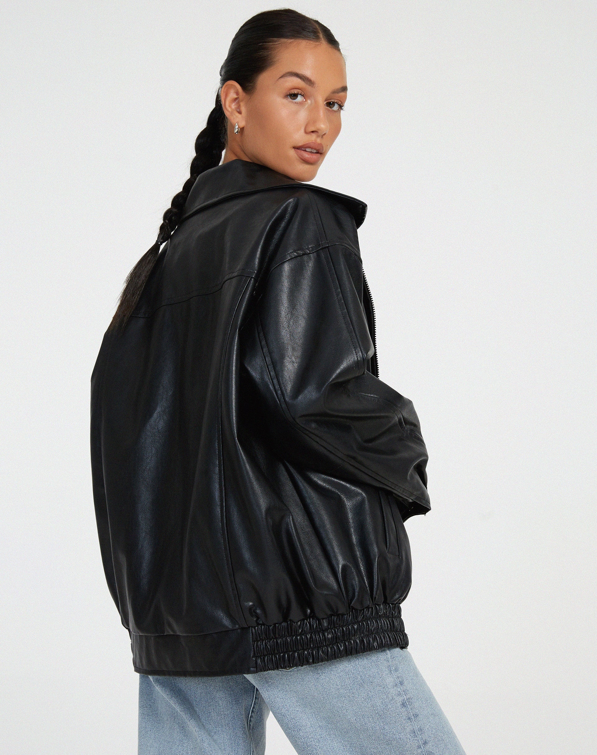 Veste En Cuir Surdimensionnée À Manches Longues Pour Femmes | Automne