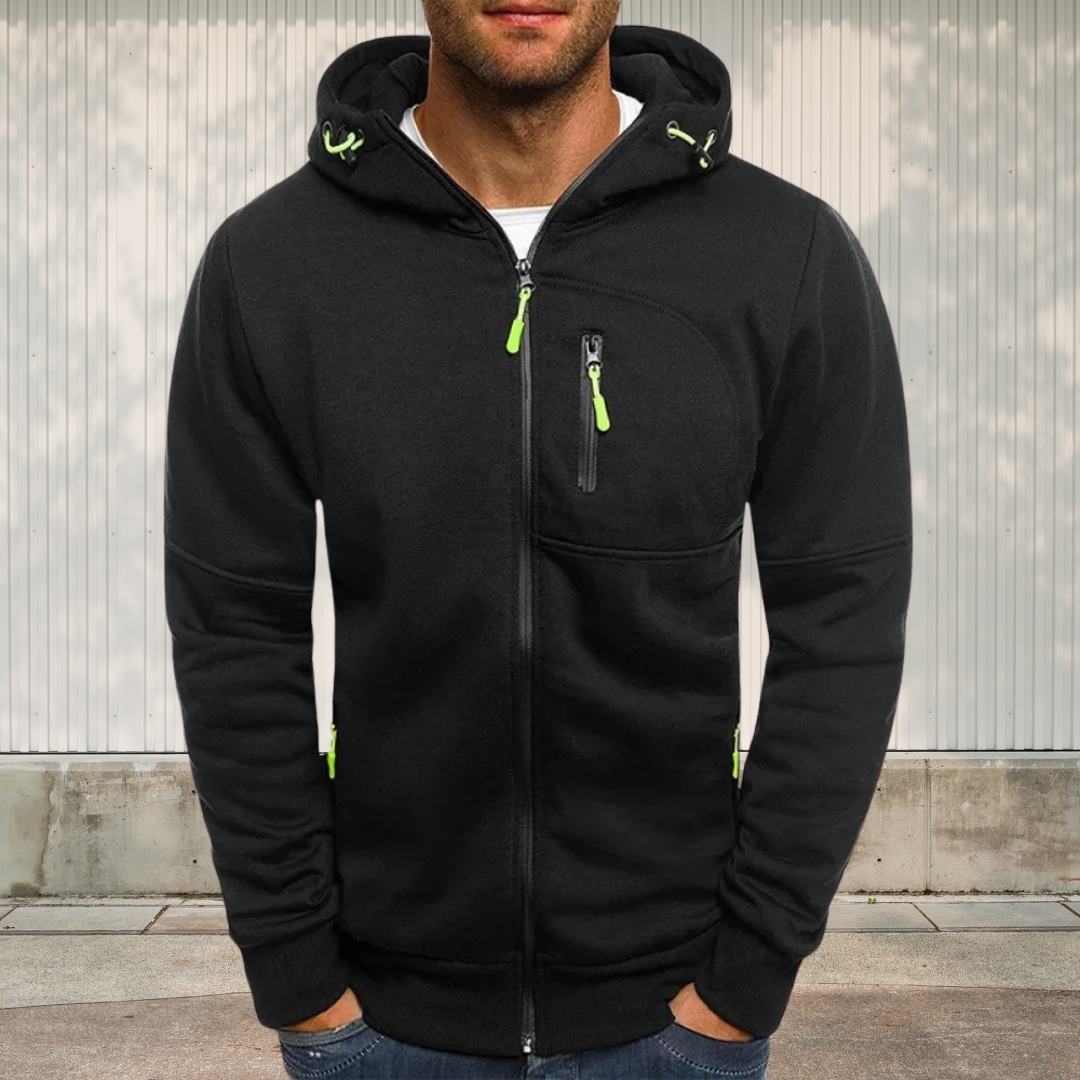 Veste Simple À Capuche Et Fermeture Éclair Pour Homme | Hiver