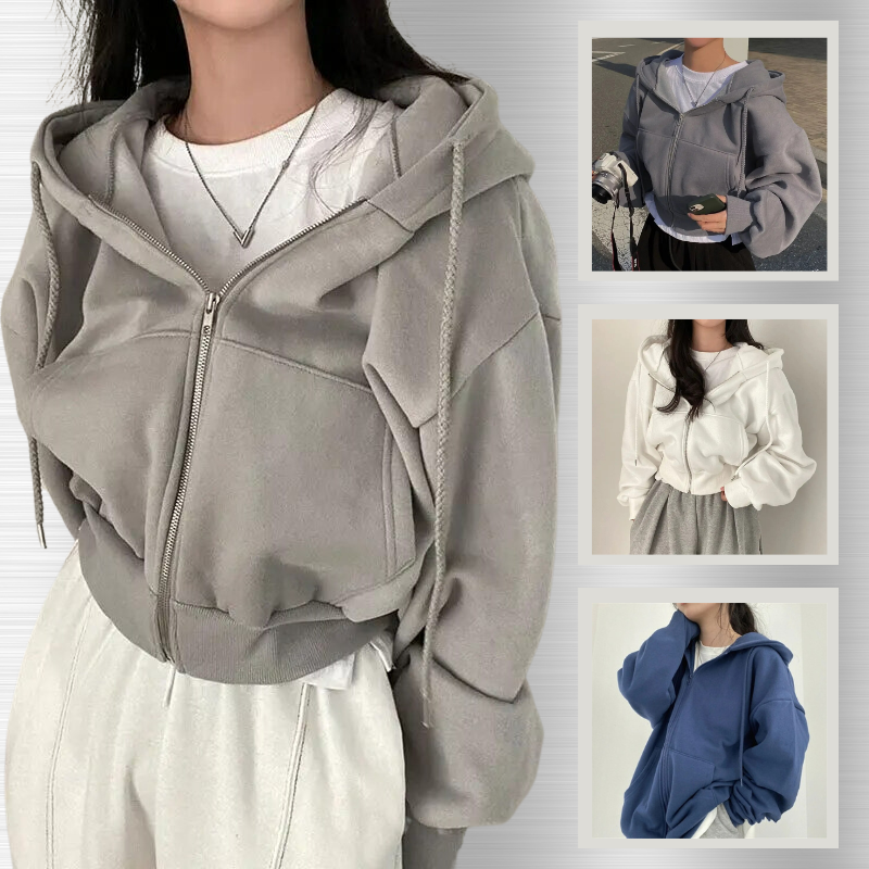 Sweat À Capuche Zippé Oversize Pour Femme | Court