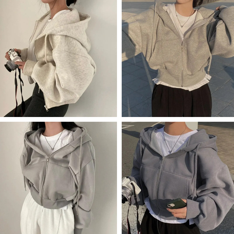 Sweat À Capuche Zippé Oversize Pour Femme | Court