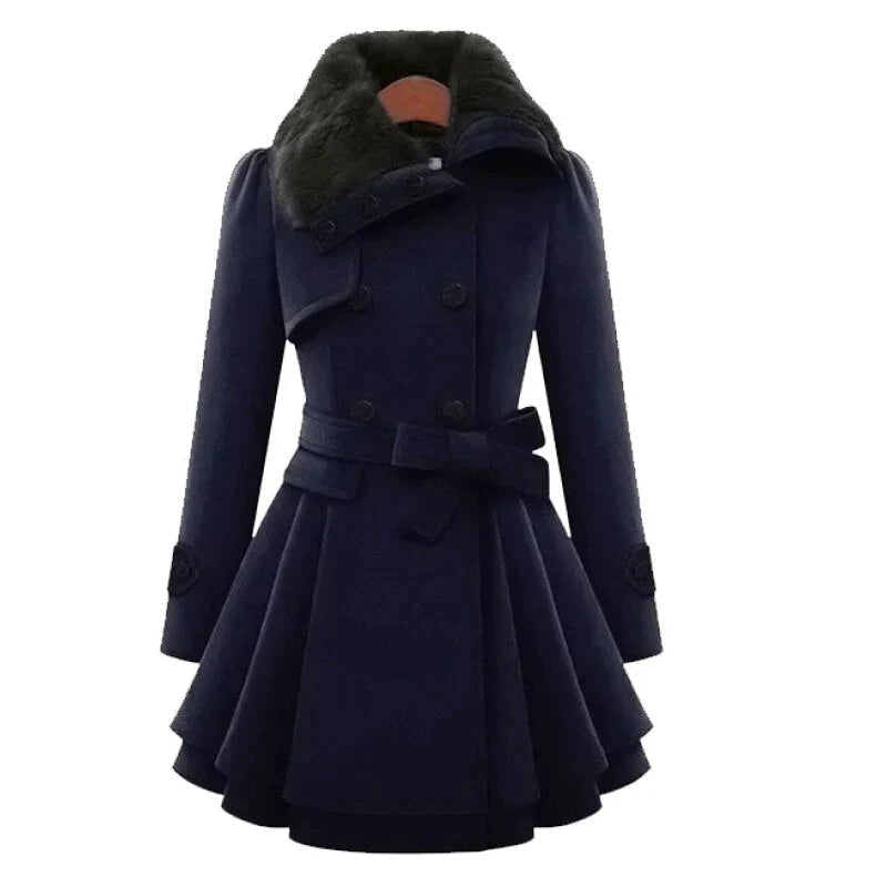 Trench Femme Avec Ceinture | Détail Fourrure