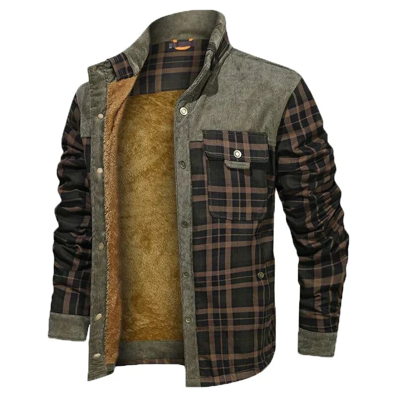 Veste À Carreaux Tendance Avec Poches Poitrine Pour Homme | Hiver