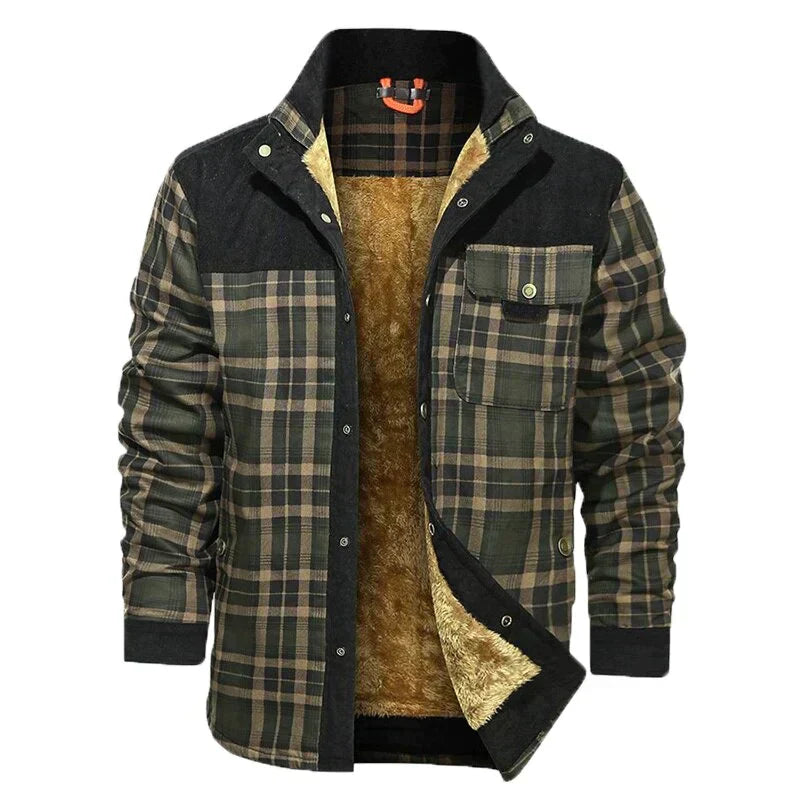 Veste À Carreaux Tendance Avec Poches Poitrine Pour Homme | Hiver
