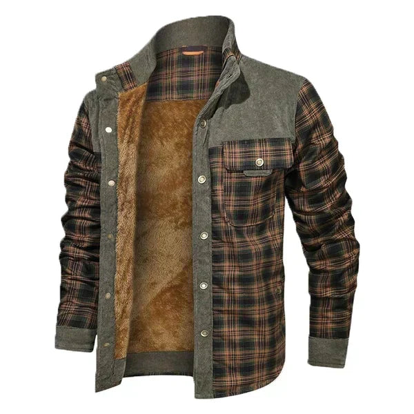 Veste À Carreaux Tendance Avec Poches Poitrine Pour Homme | Hiver