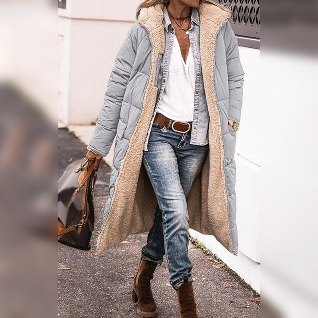 Manteau D’Hiver Matelassé Pour Femme Avec Capuche Et Poches | Long