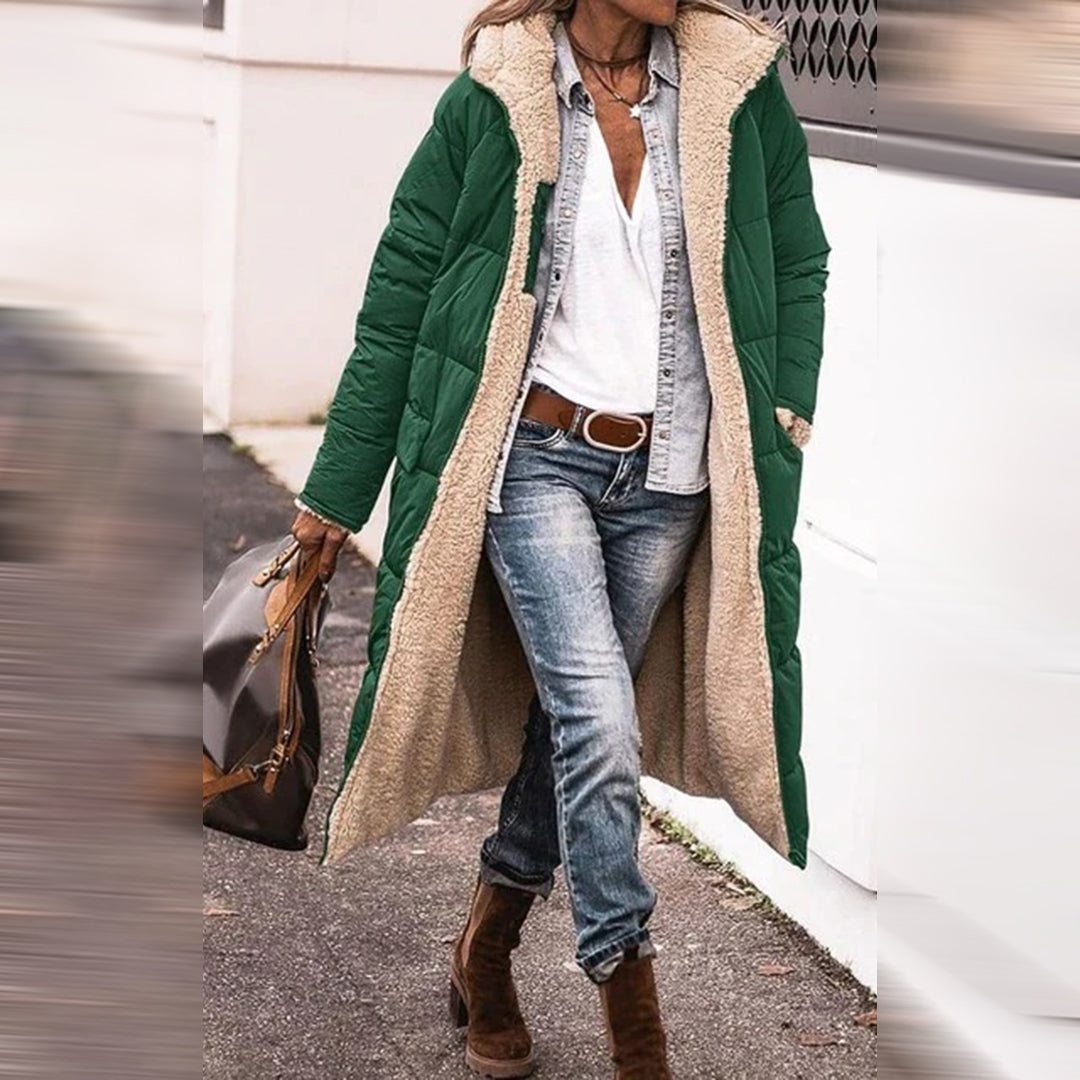 Manteau D’Hiver Matelassé Pour Femme Avec Capuche Et Poches | Long