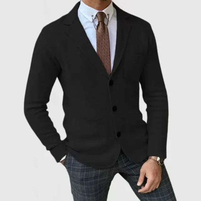 Blazer En Tricot Boutonné Avec Poches Pour Homme | Manches Longues
