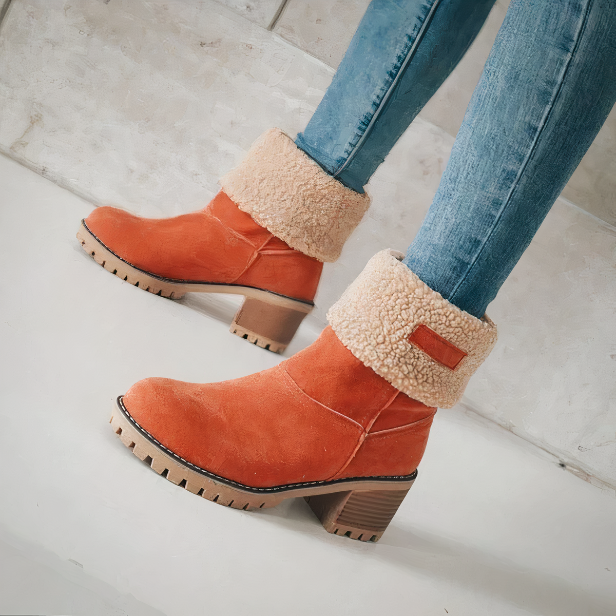 Bottes D'hiver Tendance Pour Femmes Avec Doublure En Fourrure | Talon Bloc
