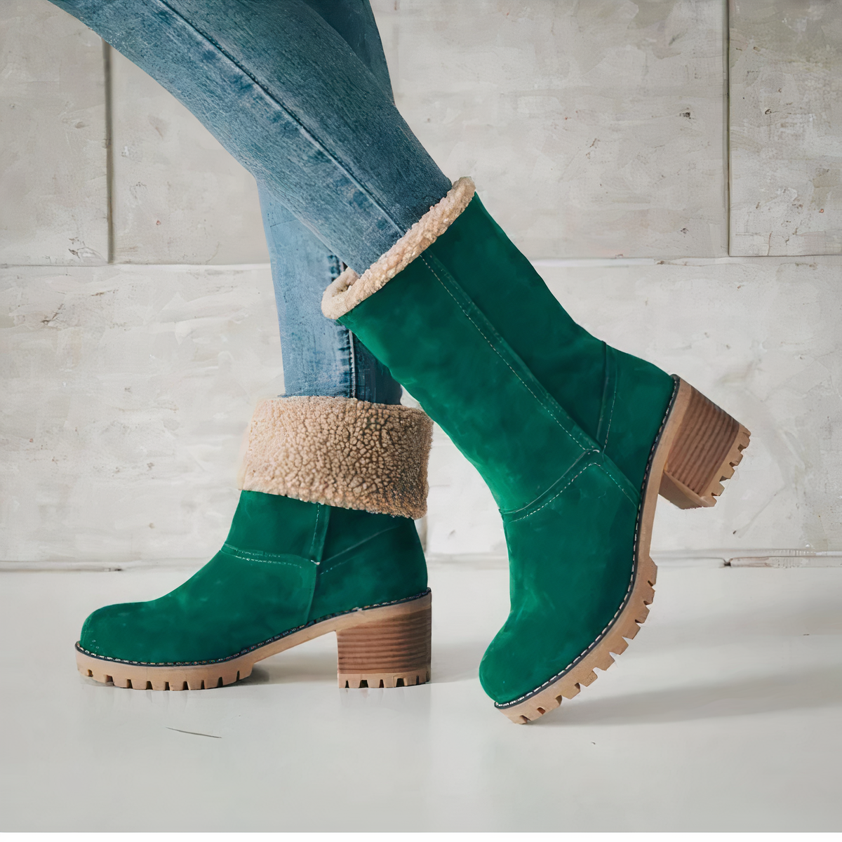 Bottes D'hiver Tendance Pour Femmes Avec Doublure En Fourrure | Talon Bloc