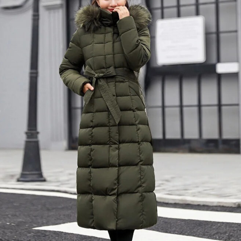Manteau D’Hiver Matelassé Pour Femme Avec Capuche | Long