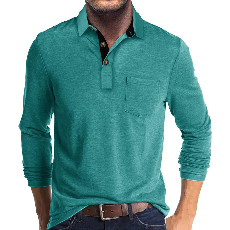 Polo À Manches Longues Pour Homme | Poche Poitrine