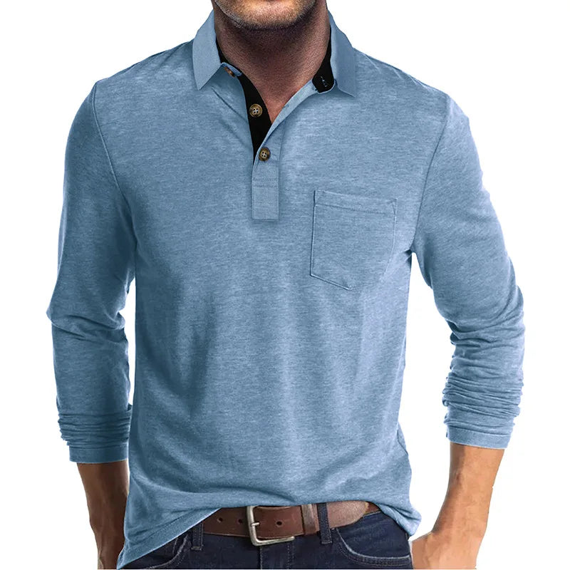 Polo À Manches Longues Pour Homme | Poche Poitrine