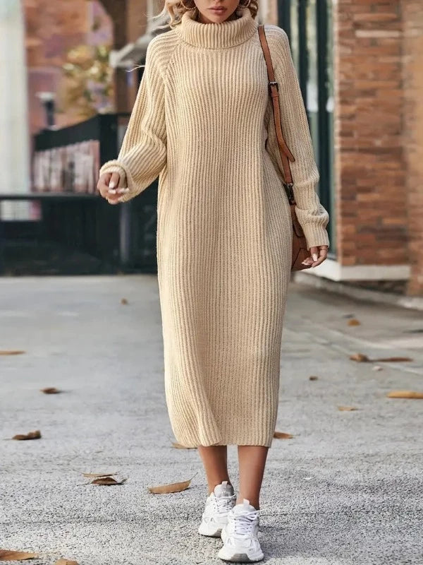 Robe En Maille À Col Roulé | Midi