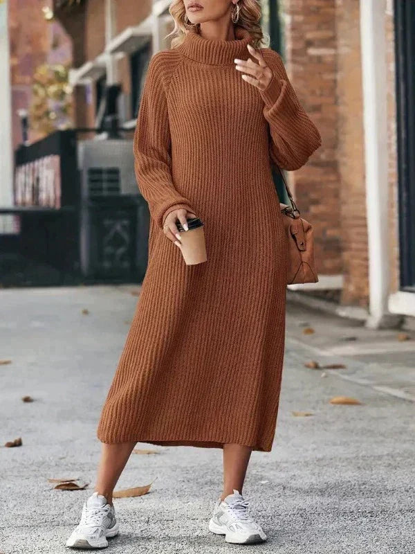 Robe En Maille À Col Roulé | Midi