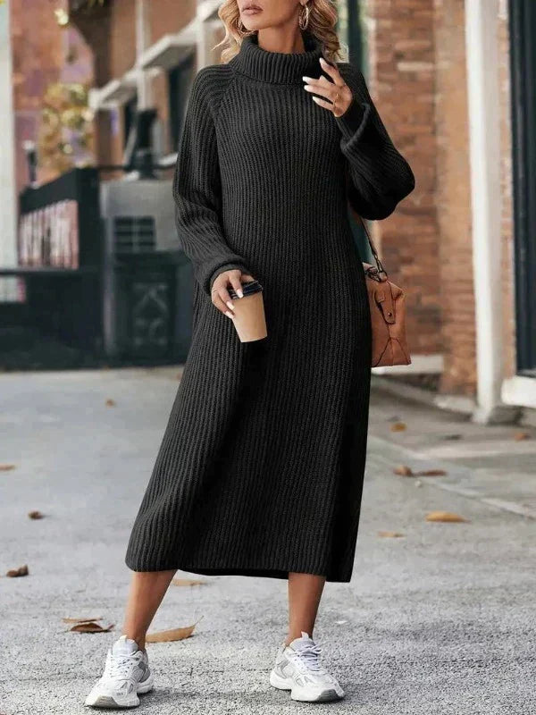 Robe En Maille À Col Roulé | Midi