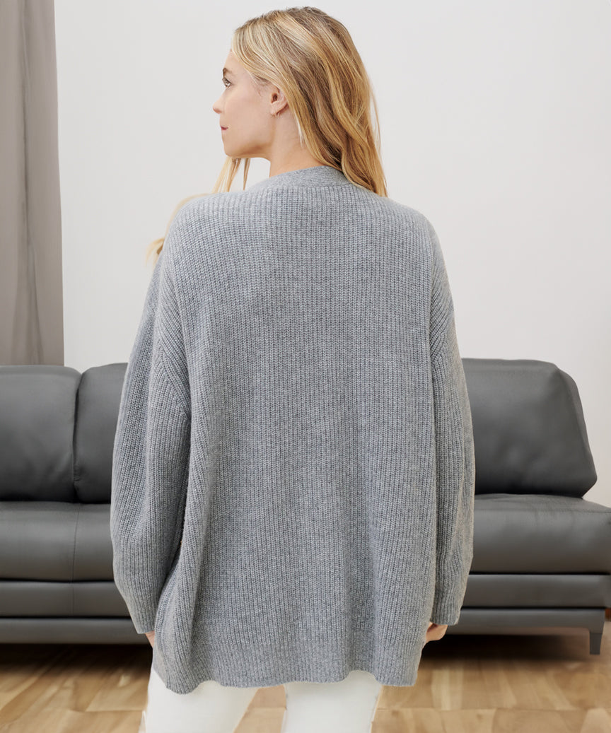 Cardigan Côtelé À Col En V Pour Femme | Grande Taille