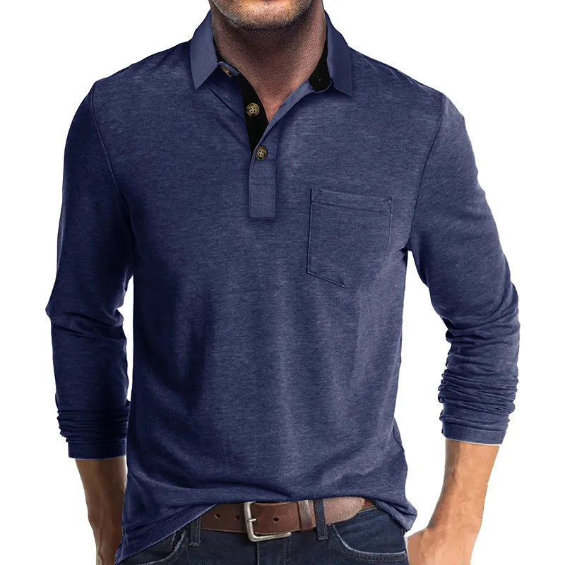 Polo À Manches Longues Pour Homme | Poche Poitrine