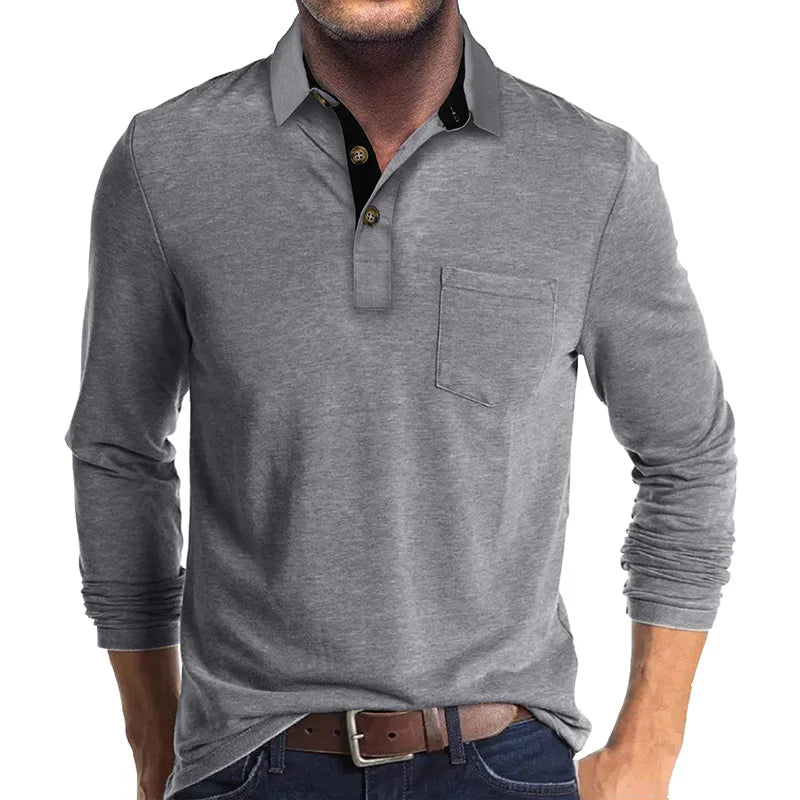 Polo À Manches Longues Pour Homme | Poche Poitrine
