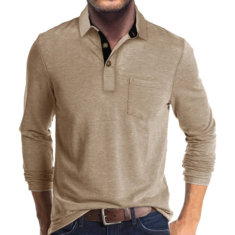 Polo À Manches Longues Pour Homme | Poche Poitrine