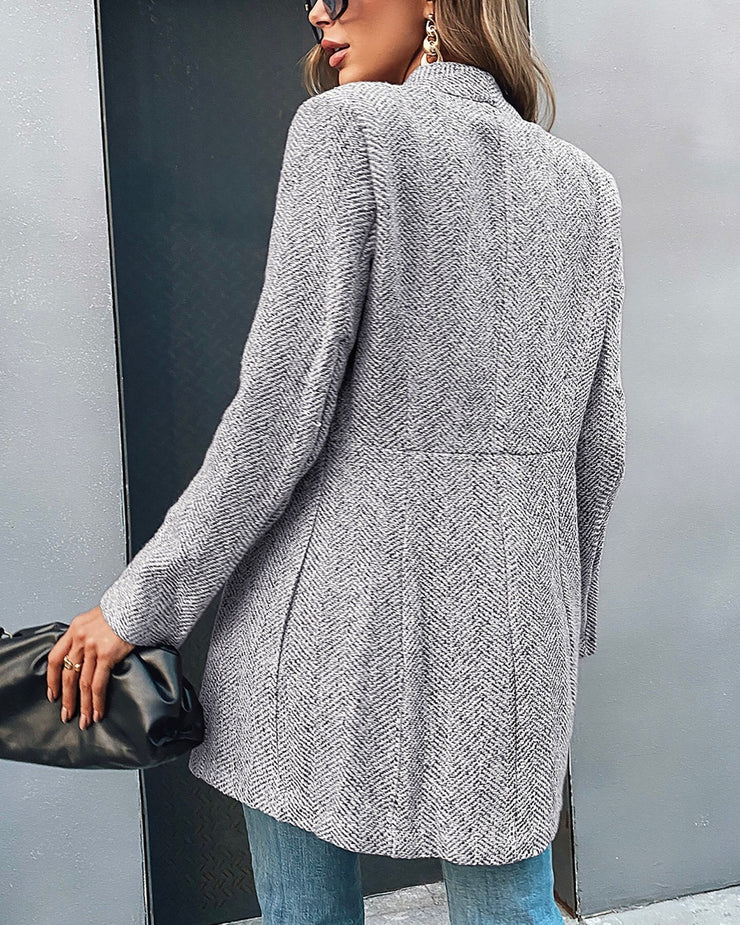 Blazer Moderne À Devant Ouvert Avec Poches Latérales Pour Femmes | Long