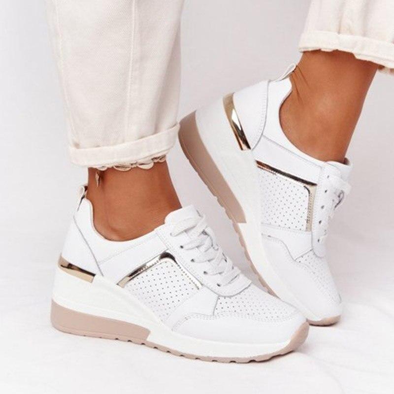 Baskets Compensées À Lacets Pour Femme | Décontractées