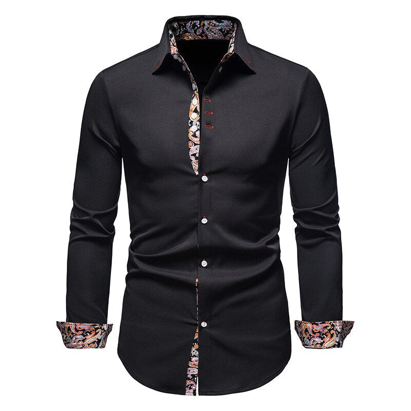 Chemise Homme Cintrée Imprimée À Manches Longues | Tendance