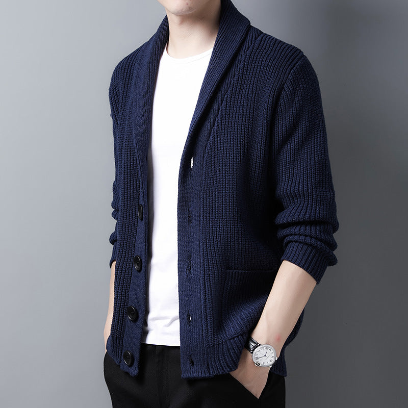 Cardigan Tricoté À Col Châle Pour Homme | Manches Longues