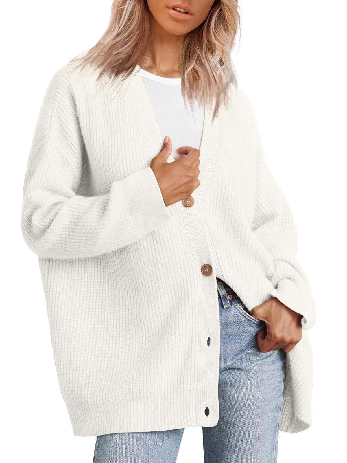 Cardigan Rayé À Col En V Pour Femme | Oversize