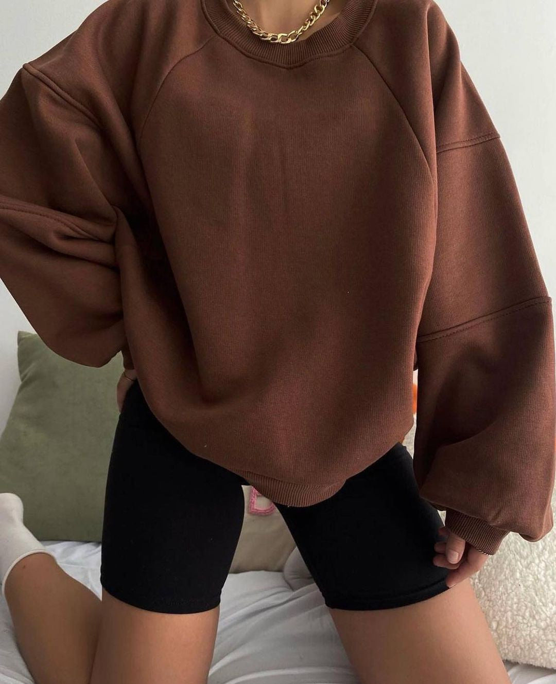Sweat-shirt Ras Du Cou À Manches Raglan Pour Femme | Surdimensionné