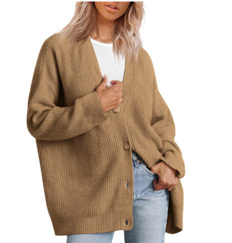 Cardigan Rayé À Col En V Pour Femme | Oversize