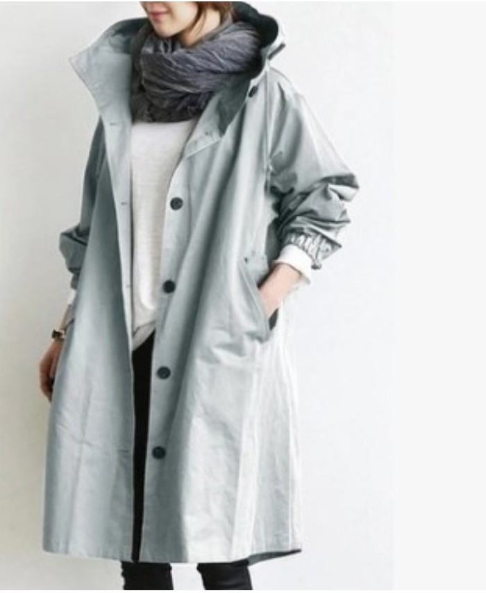 Veste De Pluie Longue À Capuche Pour Femmes | Fermeture À Boutons