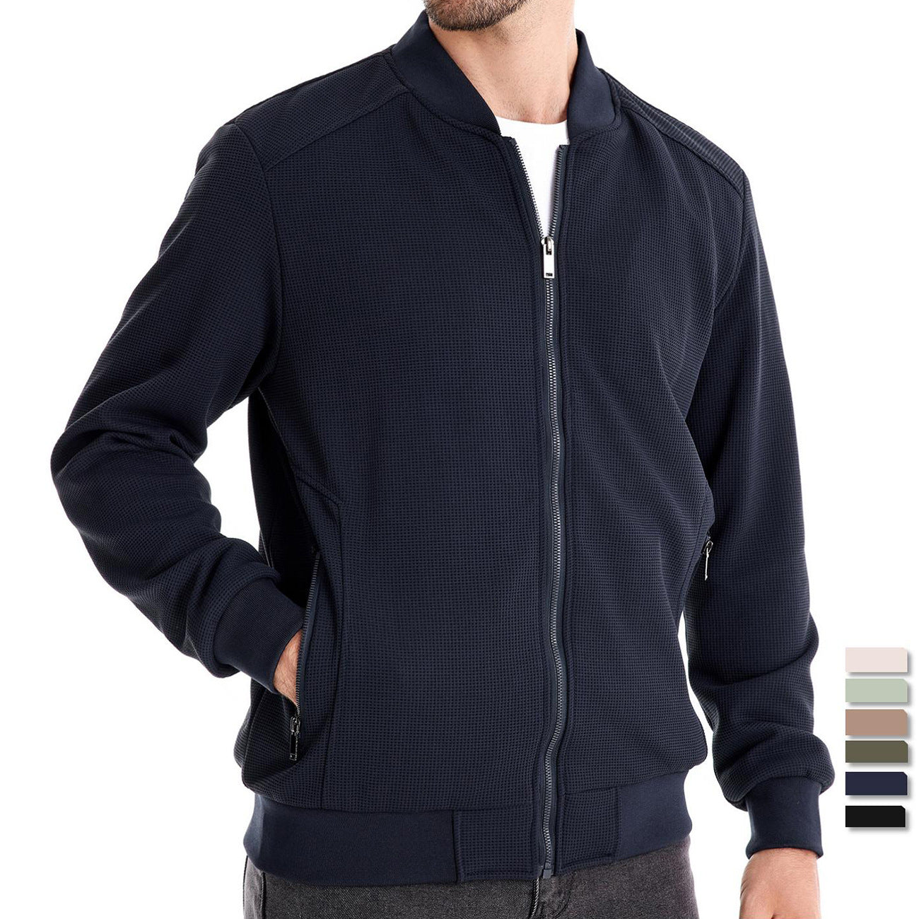 Veste D'hiver Décontractée En Tricot Pour Homme | Fermeture Éclair