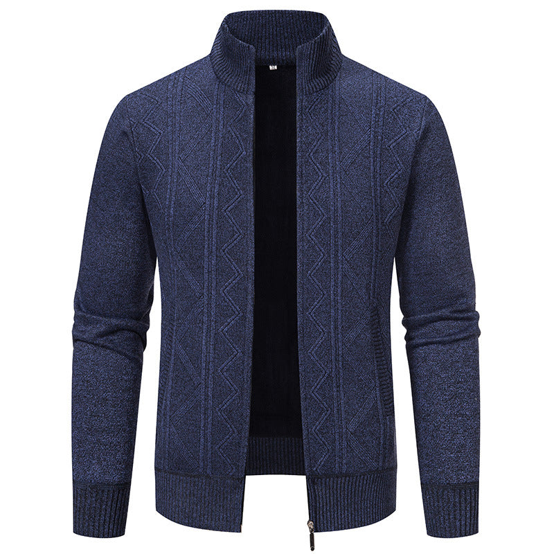 Cardigan Rayé En Maille À Col Montant | Manches Longues