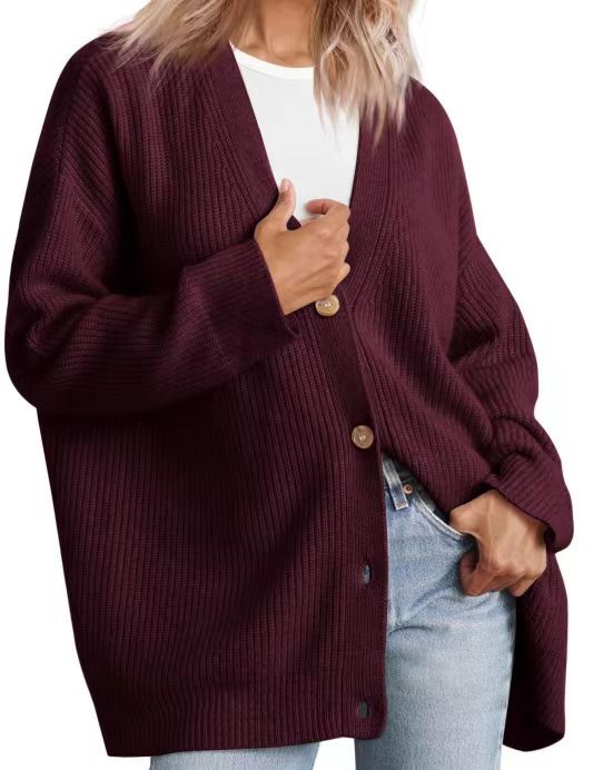 Cardigan Rayé À Col En V Pour Femme | Oversize