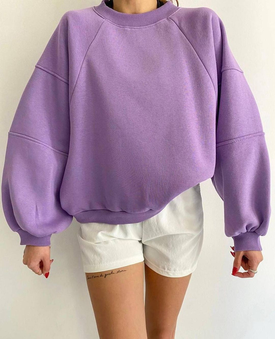 Sweat-shirt Ras Du Cou À Manches Raglan Pour Femme | Surdimensionné