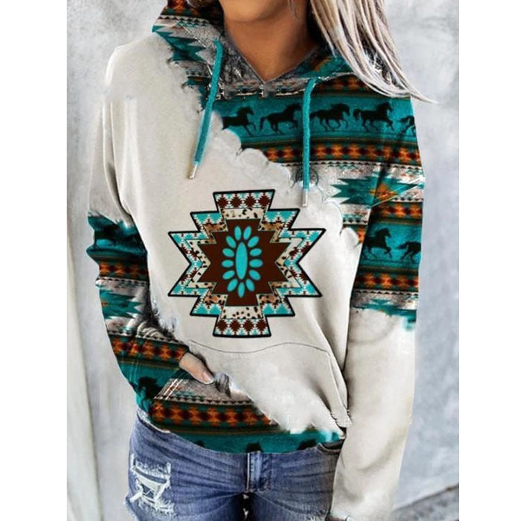 Sweat À Capuche Tendance À Imprimé Tribal Pour Femme | Hiver