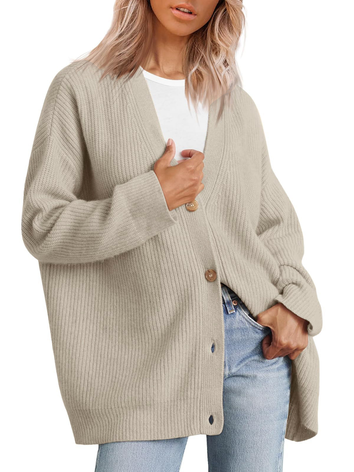 Cardigan Rayé À Col En V Pour Femme | Oversize