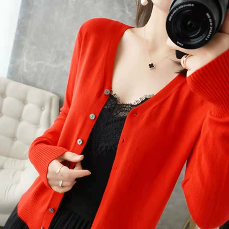 Cardigan En Cachemire À Manches Longues Pour Femme | Grande Taille