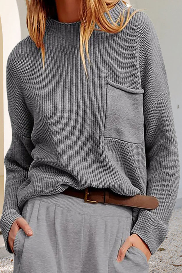 Pull Hiver En Maille Avec Poche Pour Femme | Manches Longues