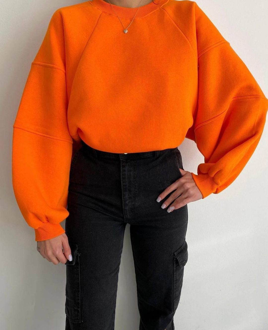 Sweat-shirt Ras Du Cou À Manches Raglan Pour Femme | Surdimensionné