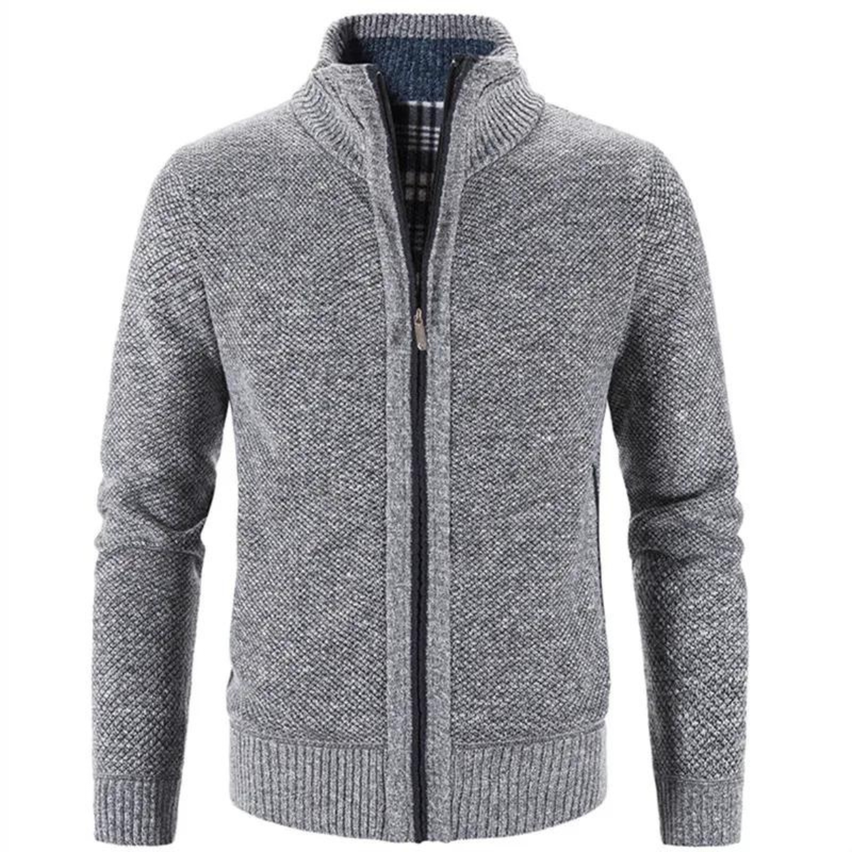 Cardigan Zippé Classique En Maille Pour Homme | Col Montant