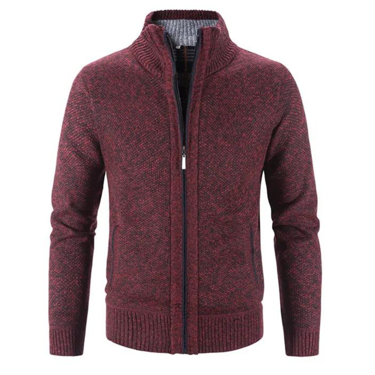 Cardigan Zippé Classique En Maille Pour Homme | Col Montant