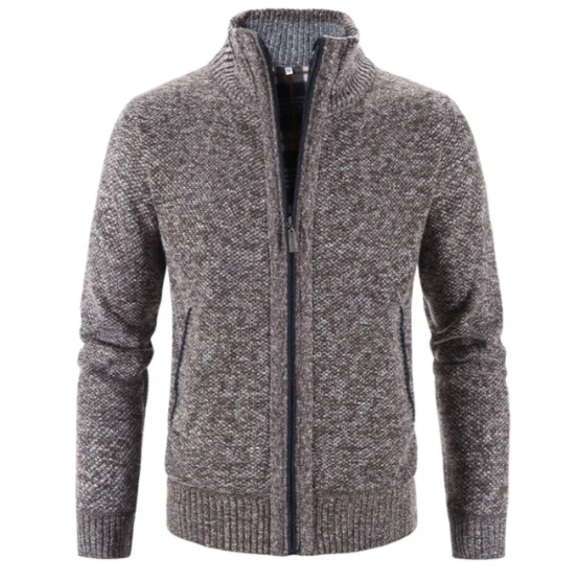 Cardigan Zippé Classique En Maille Pour Homme | Col Montant