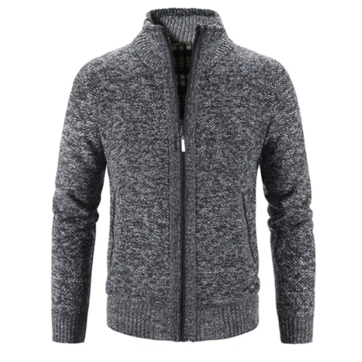 Cardigan Zippé Classique En Maille Pour Homme | Col Montant