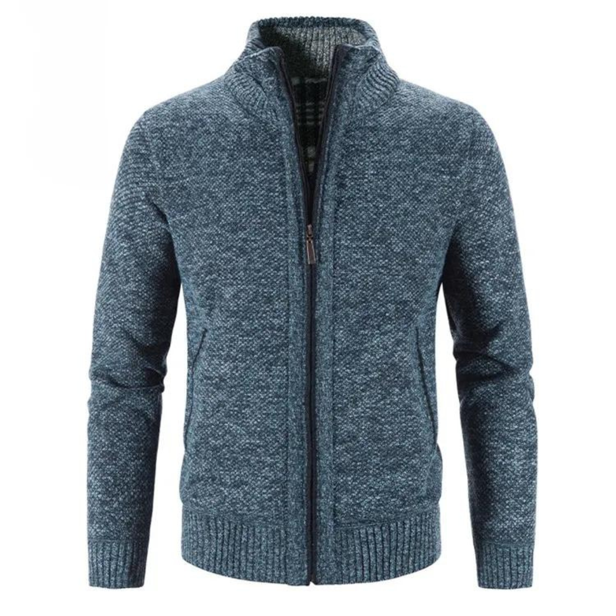 Cardigan Zippé Classique En Maille Pour Homme | Col Montant