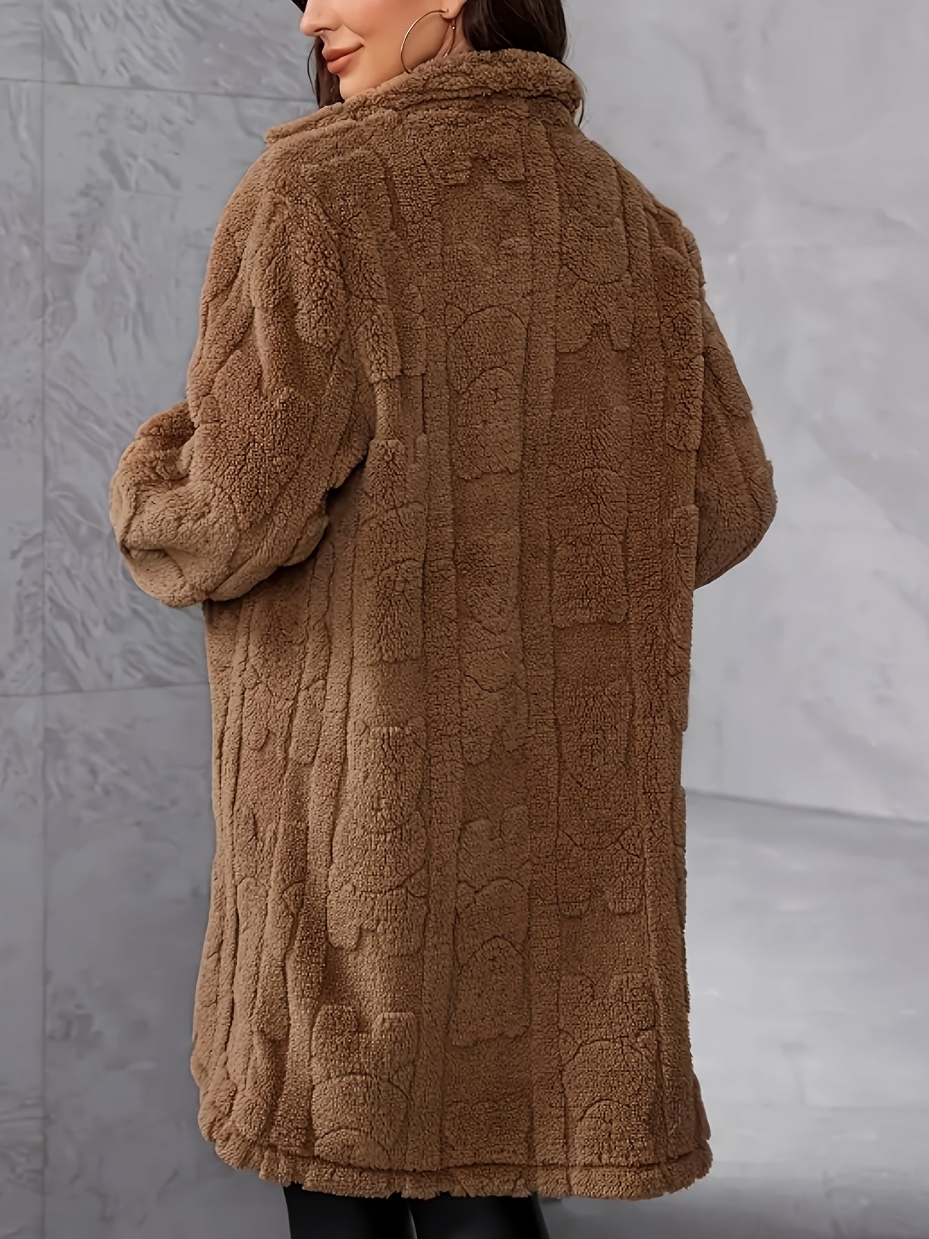 Manteau Long Classique En Tricot À Revers Crantés Pour Femme | Hiver