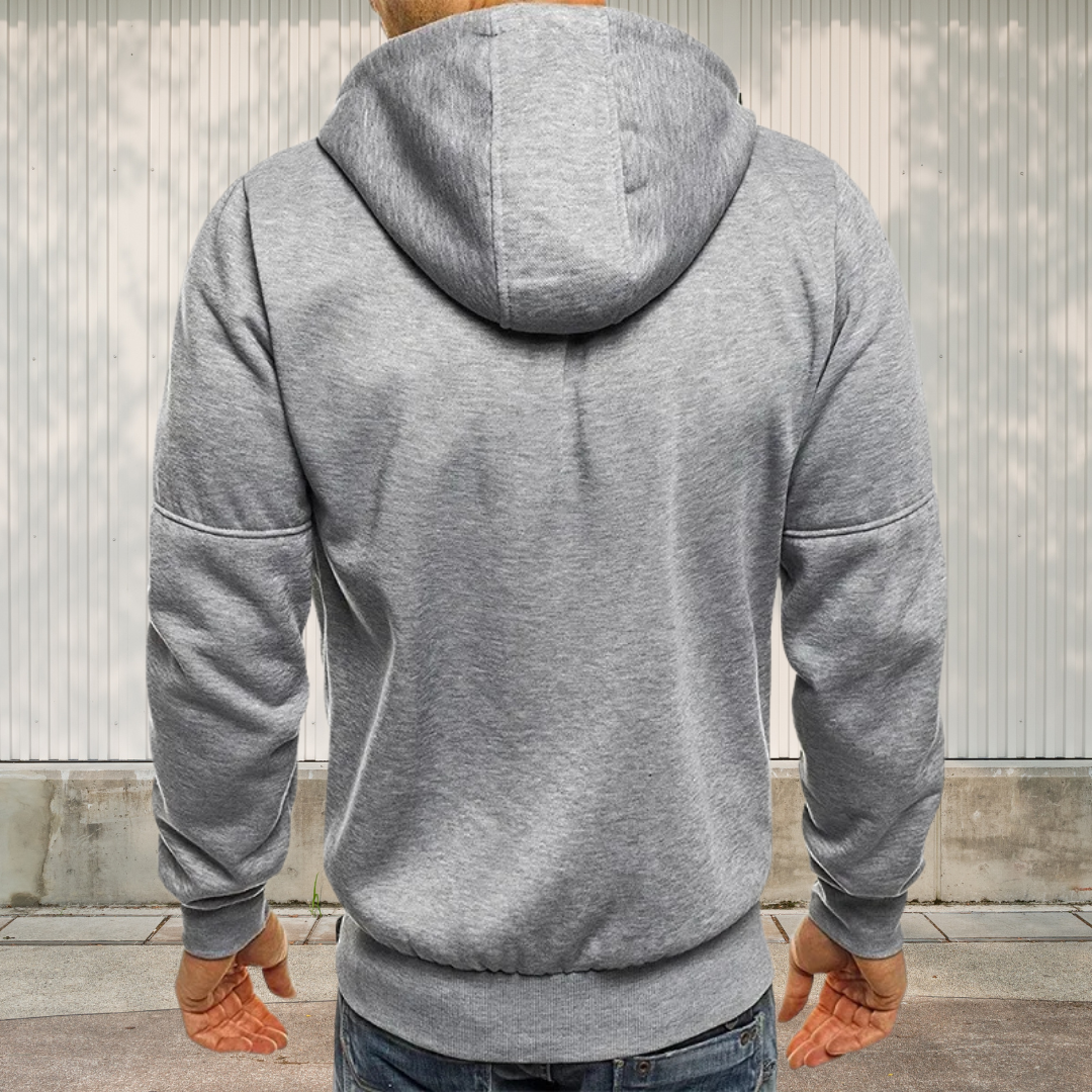 Veste Simple À Capuche Et Fermeture Éclair Pour Homme | Hiver