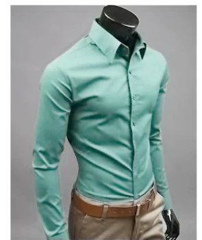 Chemise Homme Unie À Manches Longues | Style Décontracté