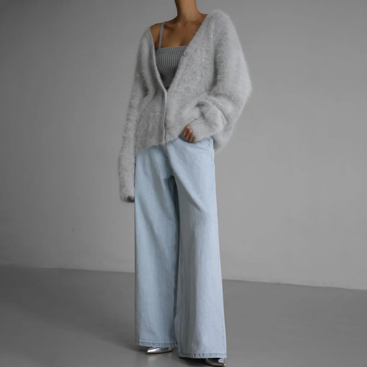 Cardigan D'hiver Oversize En Cachemire À Col En V Pour Femme | Manches Longues