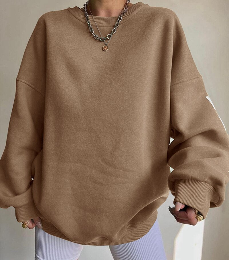 Sweat À Capuche Oversize À Col Rond Pour Femme | Manches Longues